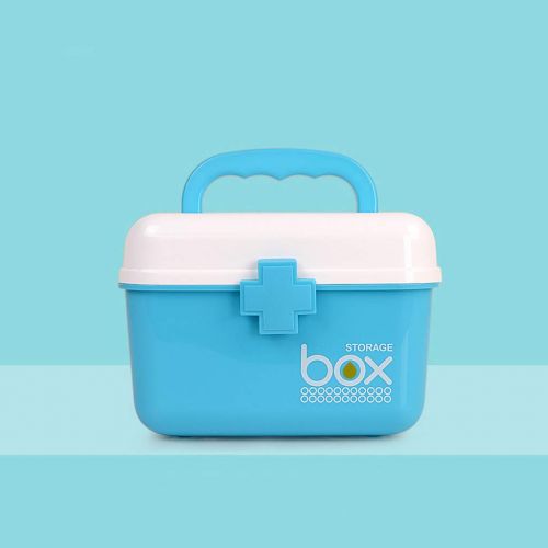  WCJ Blue Household Medicine Box First Aid Small Medicine Box Family Medical Box Medicine Storage Box Portable Portable Children Medicine Box (Size : S)
