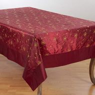 SARO LIFESTYLE XJ511.BU65162B Sevilla Collection Beautiful Holiday Tablecloth with Embroidered and Sequined Design, 65 x 162, Burgundy