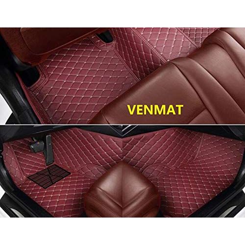  VENMAT Car Floor Mats Tailored for Audi Q5 2007-2015 Auto Foot Carpets Faux Leather All Weather Waterproof Full Surrounded Anti Slip 3D Car Liner Rugs (Black with Black Stitch)