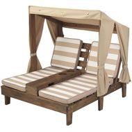 KidKraft Double Chaise Lounge with Cupholders - Espresso & Oatmeal