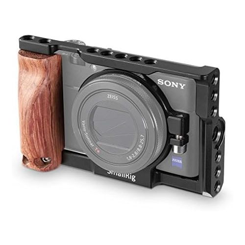  SmallRig SMALLRIG RX100 Cage for Sony RX100 V  RX100 III  RX100 IV (Sony M3 M4 M5) Camera with Wooden Handle Grip - 2105