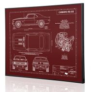Engraved Blueprint Art LLC 1969 Chevrolet Camaro RS-SS 396 V8 Blueprint Artwork-Laser Marked & Personalized-The Perfect Camaro Gifts