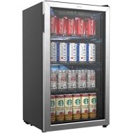 HOmeLabs hOmeLabs Beverage Refrigerator and Cooler - 120 Can Mini Fridge with Glass Door for Soda Beer or Wine - Small Drink Dispenser Machine for Office or Bar with Adjustable Removable Sh