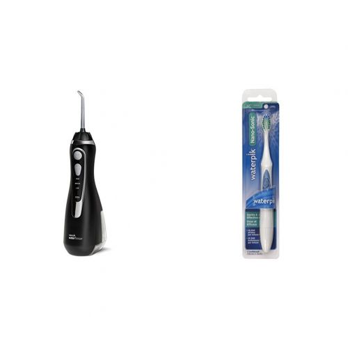  Waterpik Cordless Advanced Water Flosser, Brilliant Black + Nano Sonic Toothbrush