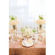 TRLYC 48 48 Sparkly Rose Gold Square Sequins Wedding Tablecloth, Sparkly Overlays Table Cloth for Wedding, Event