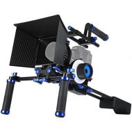 MARSRE DSLR Shoulder Rig Film Movie Video Making System Kit with Follow Focus, Matte Box, Pro C-Shape Cage Mounting Bracket and Top Handle for Canon Nikon Sony and Other DSLR Camer