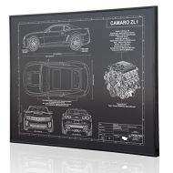 Engraved Blueprint Art LLC Chevrolet Camaro ZL1 5th Generation Blueprint Artwork-Laser Marked & Personalized-The Perfect Camaro Gifts