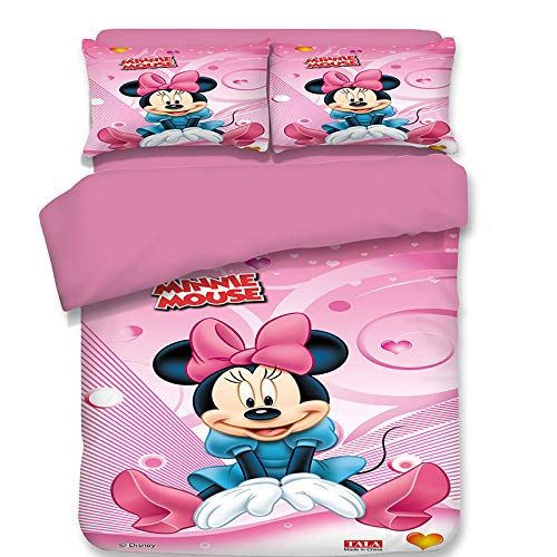  EVDAY Sweet Pink Minnie Duvet Cover Set for Girls Bed Set Including 1Duvet Cover,2Pillowcases King Queen Full Twin Size