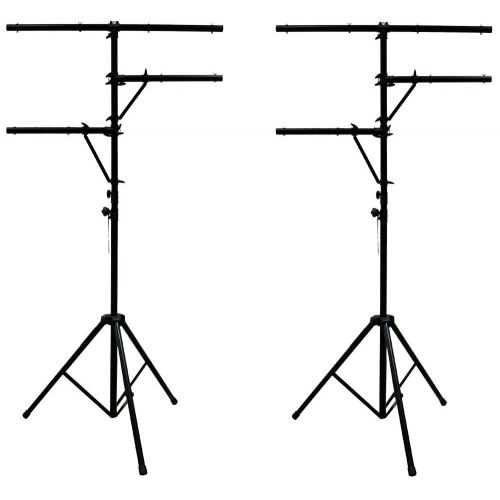  American Sound Connection ASC (2) Pro Audio Mobile DJ Lighting Multi Arm T Bar Portable Light Stand up to 12 Foot Height Tripod