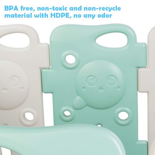  JOYMOR Baby BPA-Free Safety Extra Larger Rubber Anti-Skid Playpen Play Yards Baby Fence Kids Activity Center with Locked Door Home Indoor Outdoor 14 Panels Cute Frog