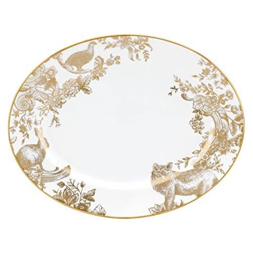 레녹스 Lenox Marchesa Gilded Forest Oval Platter, 13, White