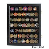 DisplayGifts Military Challenge Coin  Poker Chip Display Case Cabinet Rack Shadow Box Wood, (COIN46-BL)