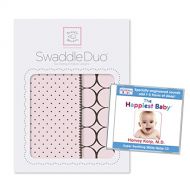 SwaddleDesigns SwaddleDuo, Set of 2 Swaddling Blankets + The Happiest Baby White Noise CD Bundle, Modern Duo, Pastel Pink