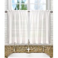 Ellis Curtain Stacey 56-by-30 Inch Tailored Tier Pair Curtains, White, 56x30