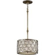 Feiss P1259BUS Lucia Linen Fabric Shade with Crystal Drum Pendant Lighting, Satin Nickel, 1-Light (13W x 8H)