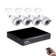 Tonton 8CH Full HD 1080P Expandable Security Camera System, 5-in-1 Surveillance DVR with 1TB Hard Drive and (4) 2.0MP Waterproof Outdoor Indoor Bullet Camera, Free APP Remote Viewi