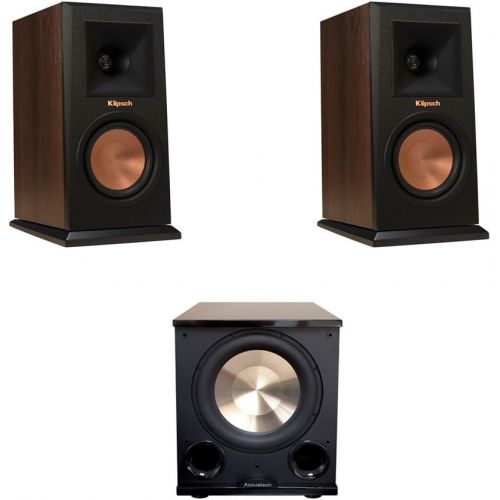 클립쉬 Klipsch 2 RP-160M Walnut Monitor Speakers, 1 BICAcoustech Platinum Series PL-200 II Subwoofer