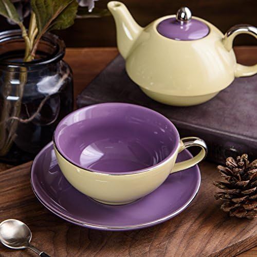  Artvigor, Tea for One Set, Porzellan Kaffee Tee Kanne mit Tasse und Untertasse, 3-teilig Kaffeeservice Tee Set in Geschenkverpackung