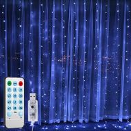 [아마존 핫딜] [아마존핫딜]AMIR 2019 New Window Curtain String Lights, 300 LED USB Powered String Lights, 4 Music Control Modes 8 Lighting Modes Waterproof Decorative Lights for Wedding, Homes, Party, Bedroom (Bl