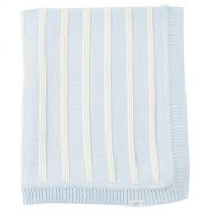 Mud Pie Soft Cotton Nursery Decor Blanket Blue and White Stripe, Blue/White