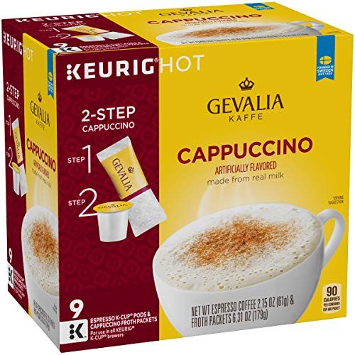  Gevalia Cappuccino K-Cup Pods and Froth Packets, 36 Count (4 Packs of 9)