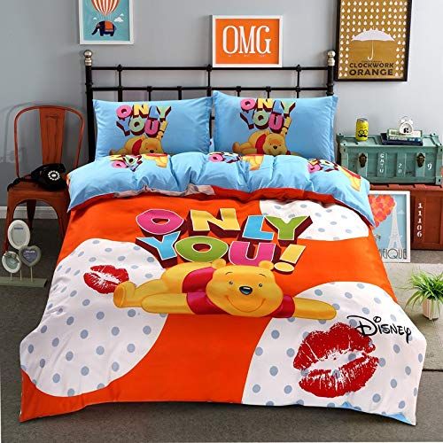  ATUSY Bedding Sets|Mickey Mouse Minnie Children Bedding Set Queen Full Single Size Cover Flatsheet...