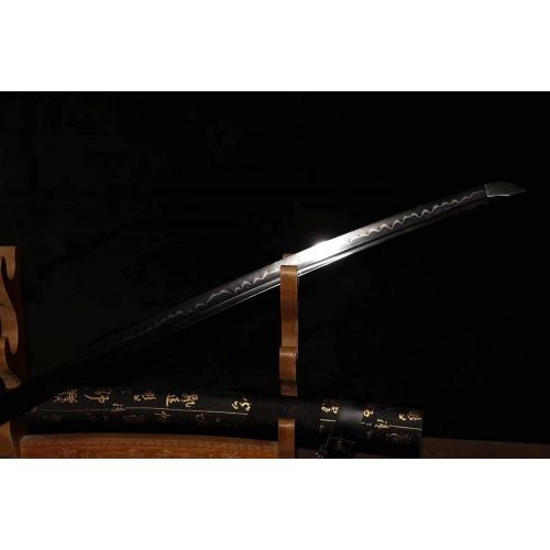  Samurai Sword,Nihontou Katana,Hand Forged,High Carbon Steel Burn Blade,Leather Scabbard