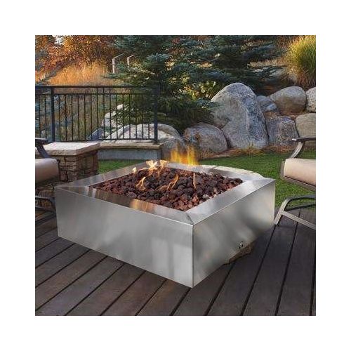  Stanbroil Gas Fire Pit Square Table 42 Outdoor with 24 Round Burner Ring 304 Stainless Steel (No Assembly Required)