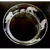 Akoko Art Handengraved Crystal Glass Hand Engraved CenterPiece Bowl Lion, Cheetah, Zebra, Rhino Elephants. Functional Art, Engraved Bowls, Wedding Gift Personalized, Home Decor Gifts