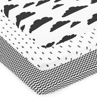 [아마존베스트]Pack n Play Playard Sheets Set | 3 Pack | 100% Super Soft Jersey Knit Cotton (150 GSM) | Portable Mini Crib Mattress Fitted Sheet for Boys & Girls by BaeBae Goods