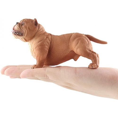  HanYoer Dog Figurines Bully Dog Animal Figure, Solid Dog Mini Figure Toy Collection Playset, Cake Topper, Garden Plant, Automobile Decoration (Brown)