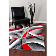 [아마존 핫딜]  [아마존핫딜]Persian Area Rugs 2305 Gray Black Red White Swirls 710 x 106 Modern Abstract Area Rug Carpet