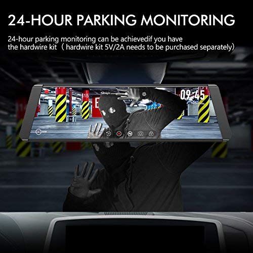  AUTO-VOX X2 Mirror Dash Cam with 9.88 Streaming Media 1296P FHD Touch Screen, 720P AHD Waterproof Backup Camera with G-Sensor, LDWS, WDR,GPS Tracking