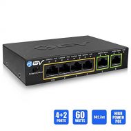 BV-Tech 6 Port PoE+ Switch (4 PoE+ Ports with 2 Ethernet Uplink and Extend Function)  60W  802.3at + 1 High Power PoE Port