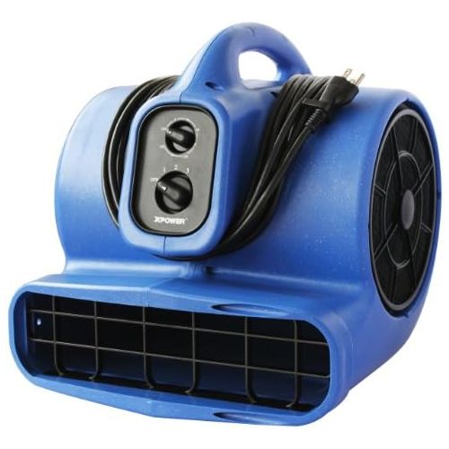  XPOWER X-800TF 34 HP Air Mover, Carpet Dryer, Floor Fan, Utility Blower - with 3-Hour Timer and Filter Kit- Blue