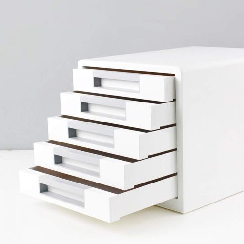  OR&DK Modern Desktop File Cabinet, Minimalist Document Storage Cabinet Space-Saving ABS Storage Box-White
