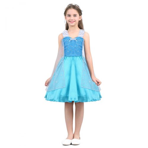  TiaoBug Kids Girls Princess Snowflake Fancy Dress Halloween Costume Cosplay Party Dress