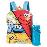 Sesame St. Sesame Street Backpack Combo Set - Sesame Street Boys 3 Piece Backpack Set - Elmo, Cookie Monster & Big Bird Backpack, Waterbottle and Carabina (Light Blue/Orange)