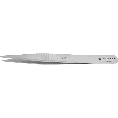  Excelta - 116-SA - Tweezers - SMD - Straight -Three Star - Anti-Mag. SS - with .04 Groove in Tip, 0.06 Height, 0.39300000000000002 Wide, 4.25 Length