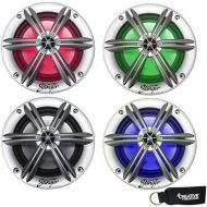 Two Pairs of Stinger SEA65RGBS 6.5” Coaxial Speaker with Built-in Multi-Color RGB Lighting (4 Speakers)
