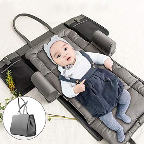  MOCOHANA 3 in 1 Foldable Travel Bassinet with Stroller Organizer Bag Baby Diaper Tote Bag Portable Baby Bed and Changing Station for Home Outdoor