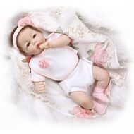 Nicery Reborn Baby Doll Soft Simulation Silicone Vinyl Half Cloth Body 22 inch 55 cm Magnetic Mouth Lifelike Vivid Boy Girl Toy for Ages 3+ RD50B002