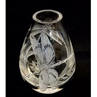Akoko Art Handengraved Crystal Glass Hand Engraved crystal mini bud vase dragonflies, hand engraved, hand carved, house warming, Hand etched dragonflies, House Warming Gifts,