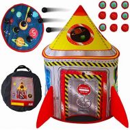 [아마존핫딜][아마존 핫딜] Playz 5-in-1 Rocket Ship Play Tent for Kids with Dart Board, Tic Tac Toe, Maze Game, & Immersive Floor - Indoor & Outdoor Popup Playhouse Set for Toddler, Baby, & Children Birthday