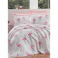 [아마존베스트]DecoMood 100% Cotton Birds Bedding, Birds Flamingo Themed Bedspread Coverlet (Pique) Set for Girls, Single/Twin (3 PCS) and Full/Queen Size (4 PCS),