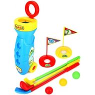 [아마존베스트]Velocity Toys Golf Master Sport Childrens Kids Toy Golf Play Set w/ 3 Balls, 3 Clubs, 2 Practice Holes, 2 Flags