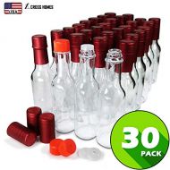 Cross Hot Sauce Woozy Bottles Empty 5 Oz Complete Sets of Premium Commercial Grade Clear Glass Dasher Bottle with Shrink Capsule, Leak Proof Screw Cap, Snap On Orifice Reducer Dripper In