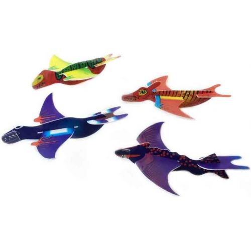  Fun Central 48 Pack - Dinosaur Foam Glider Plane for Kids - Hand Throw Flying Toy Airplane Party Favors - Assorted