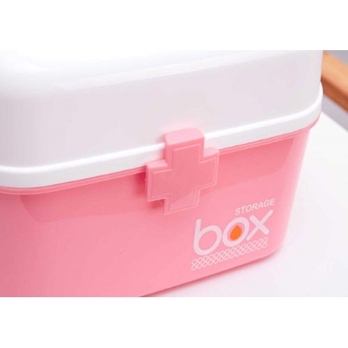  Kaiyitong First Aid Kit; Household Portable Medicine Box, Blue/Pink/Green [10.8 7.4 6.8] Inches (Color : Pink)