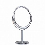 WUDHAO Vanity Mirror,Makeup Mirror 4 Inch 2X Magnification Desk Stand Mirror Round Double Dual Side Rotating Cosmetic Mirror with Multicycle Base with Lights Wall Mounted (Design :